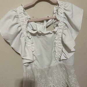 White Ruffle Blouse